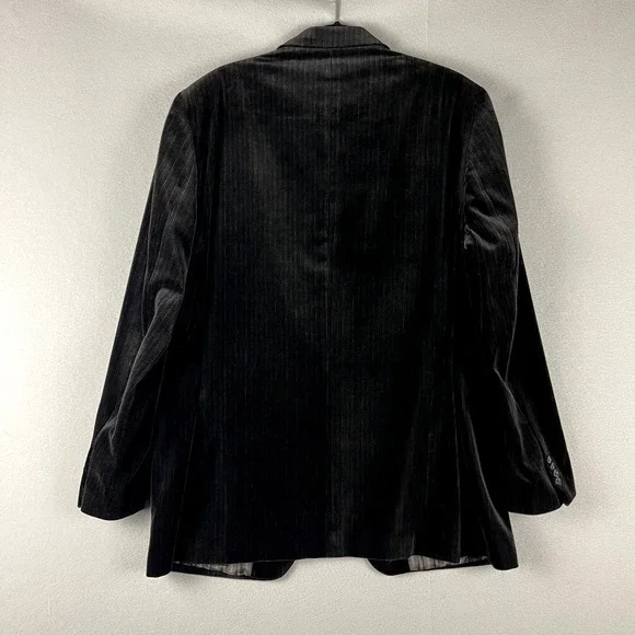 Jack Victor Prossimo Velvet Blazer Sport Coat Mens 44L Black Stripe Cotton Modal